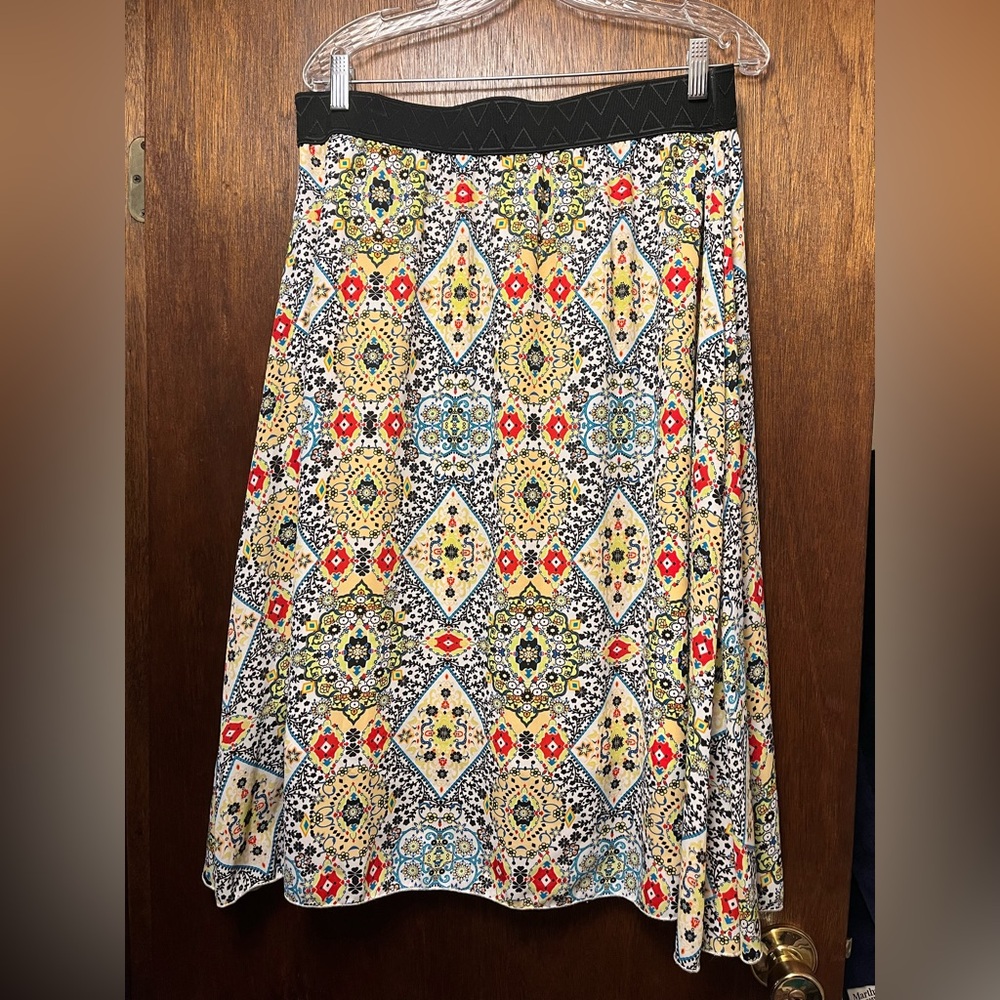 LuLaRoe A-Line Skirt with Red and Yellow Pattern
